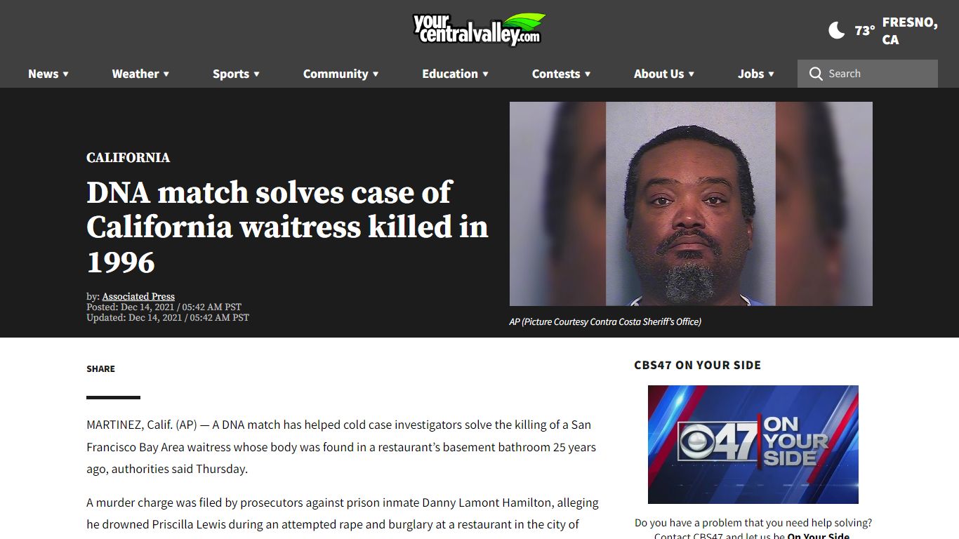 DNA match solves case of California waitress killed in ...